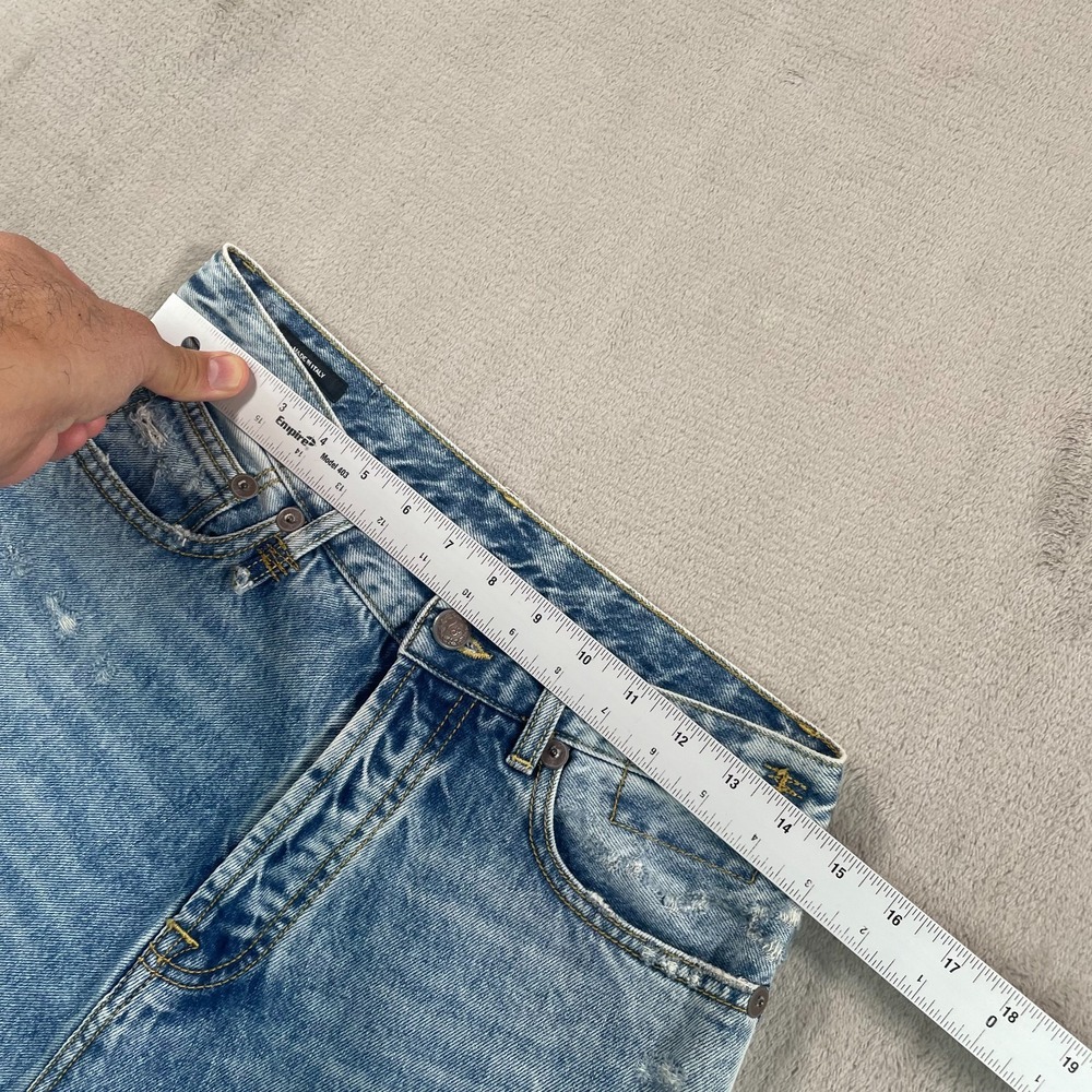 R13 Tailored Drop Jeans in Bain Blue Women 28 (Tag 24) Distressed Denim Italy - Picture 9 of 14
